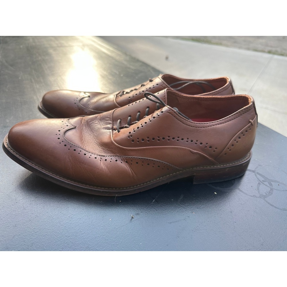 Stacy Adams Redzone Mens Cognac Brown Leather Wingtip Oxford Shoes 25458-221 11M